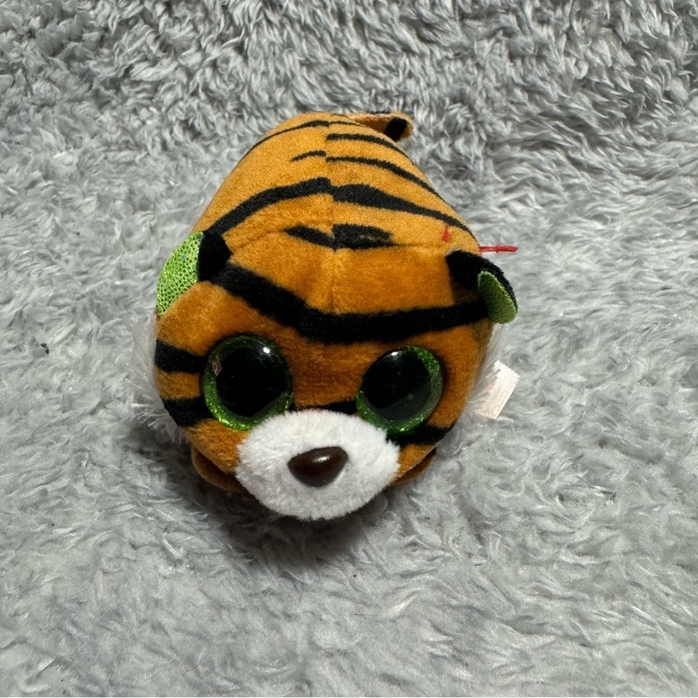 Ty Teeny Tys Tiggy 4” Tiger Plush Green Glitter Eyes Stackable Stuffed Animal